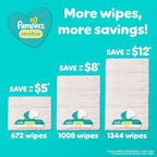 Pampers Sensitive Baby Wipes, Water Based, Hypoallergenic and Unscented, 8 Flip-Top Packs, 4 Refill Packs (1008 Wipes Total)