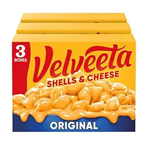 Velveeta Shells and Cheese Mac, 3 Boxes, for Easy Dinner or Dinner Sides, Original Flavor, Made with Real Cheese, 12 oz